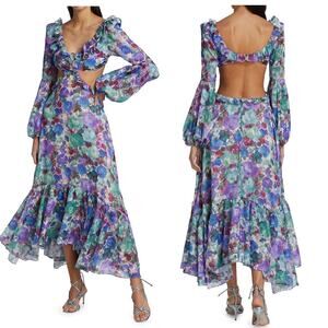 Patbo Blossom Floral Cut Out Chiffon Maxi Dress